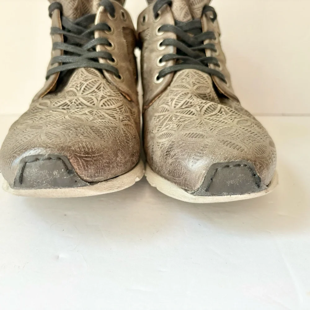 Miz Mooz Gray Leather Chalice Hightop Sneakers Shoes